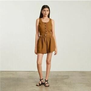 Everlane Shorts Womens Medium Orange Brown Linen Boxer Relaxed Pull On Travel